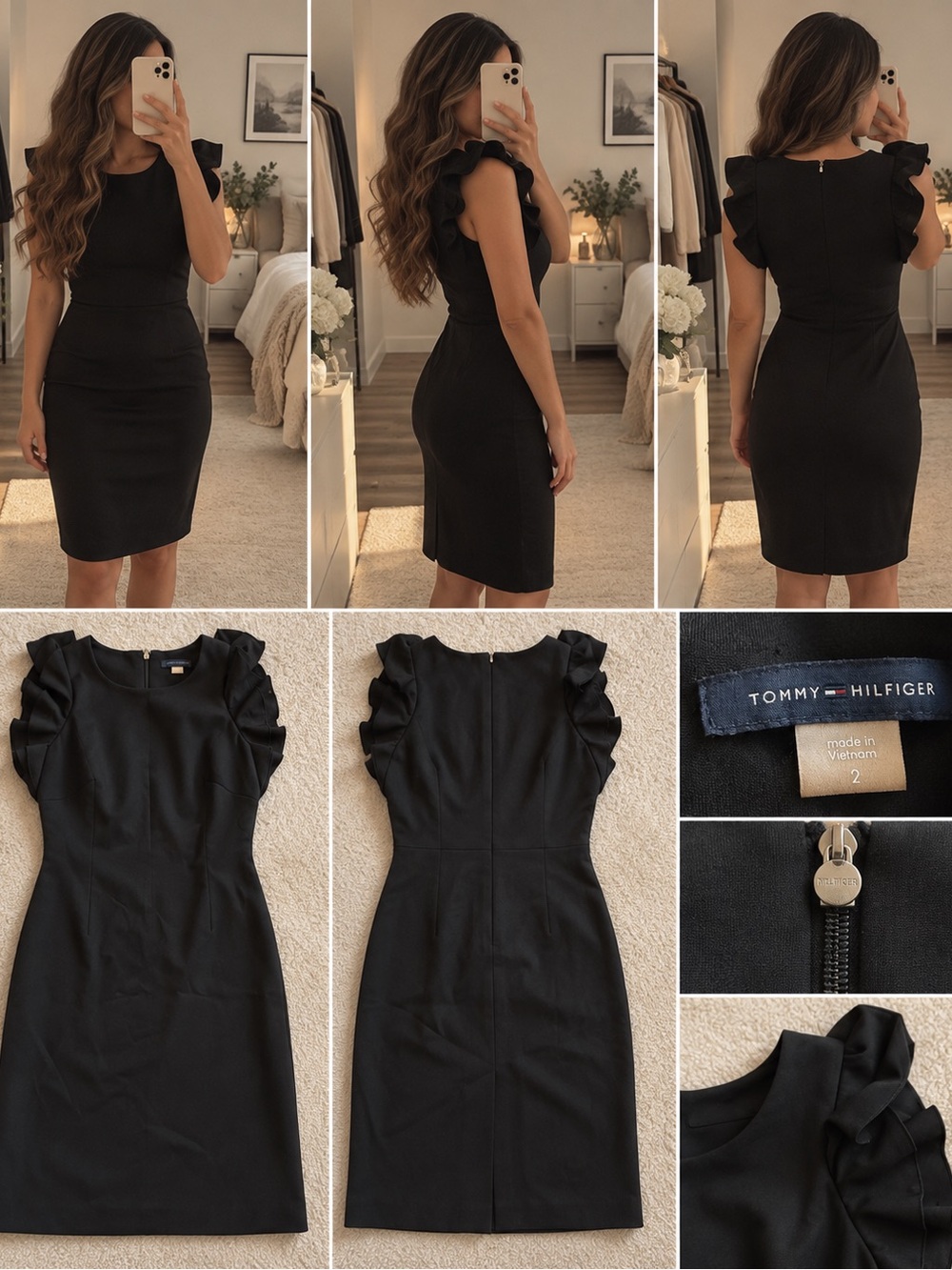 Tommy Hilfiger Black Ruffle-Sleeve Dress